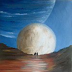 Iné svety, olejomaľba, 40x40 cm, 2025